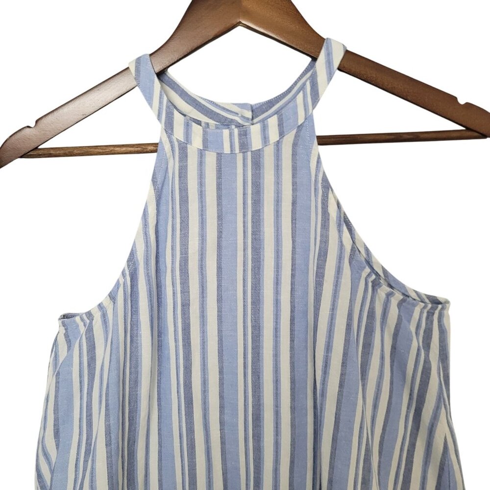 Bella Dahl Anthropologie Striped Linen Blend Halter Top Womens Size XS Blue - Picture 3 of 8